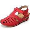 Woman Solid Color Vintage Wedge Sandals Ladies Platform Hollow Out Buckle Shoes Footwear