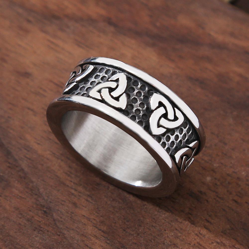 Vintage Stainless Steel Viking Odin Trinity Ring Punk Simple Nordic Celtics Knot Ring Men Women Amulet Fashion Jewelry Gift