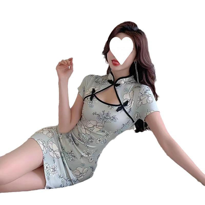 New Retro Cheongsam-Style Slimming Slit Dress