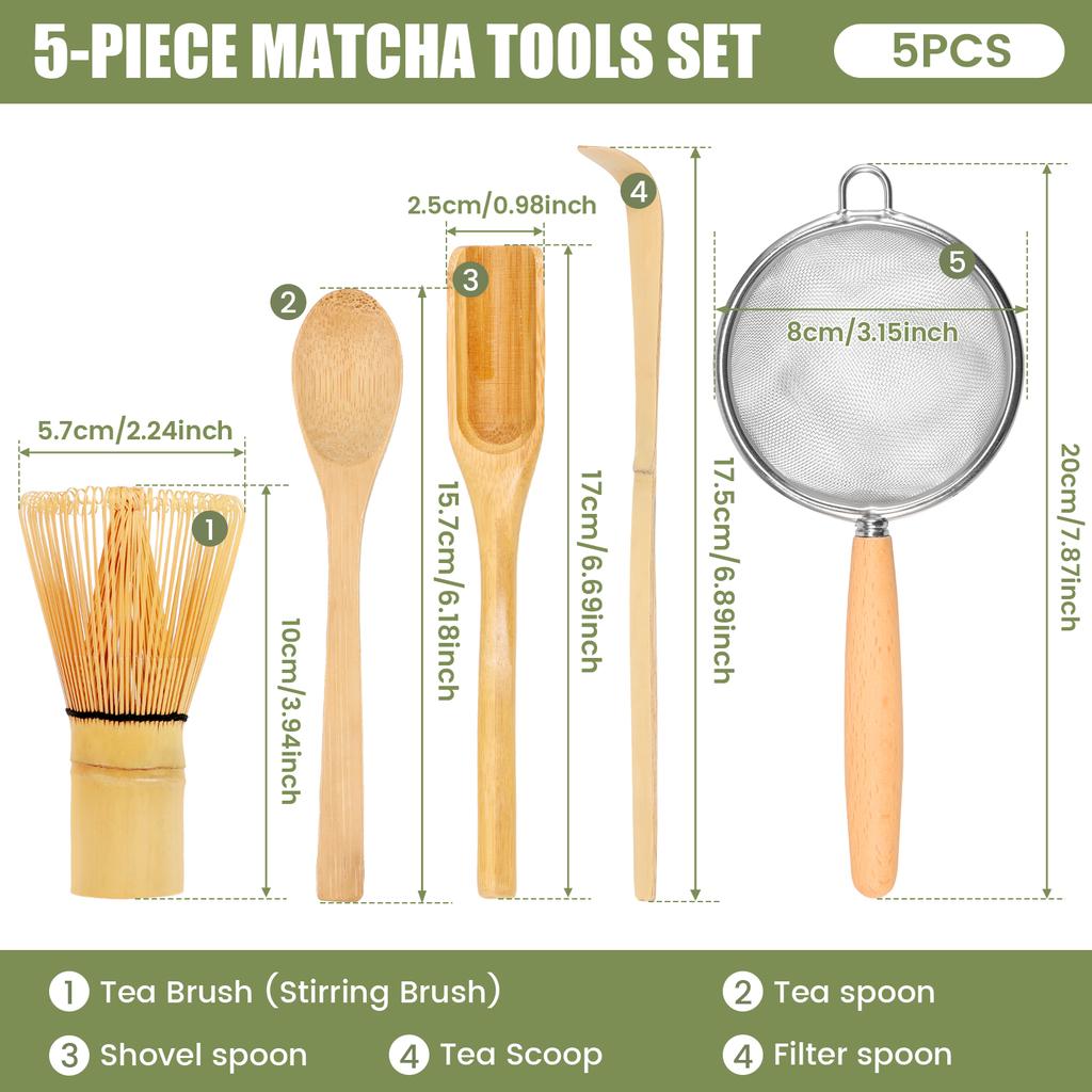 5Pcs Japanese Ceramic Matcha Gift Box Matcha Tea Set With Whisk Spoon And Bowl Sumptuous Grinder Brush Tea Tools High-end