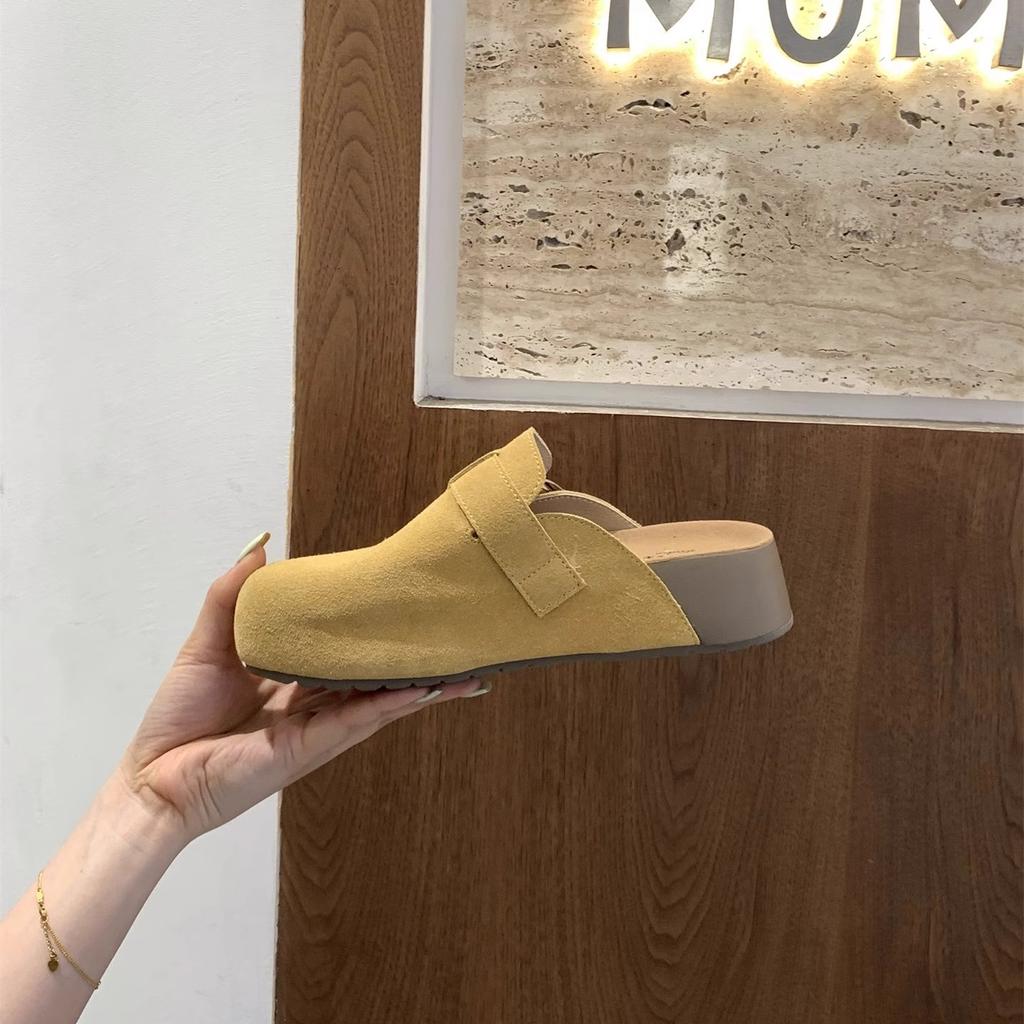 Inner height increase single shoe bag head half slippers women's shoes outer wear 2025 summer vacation style retro Roman Birkenstock sandals