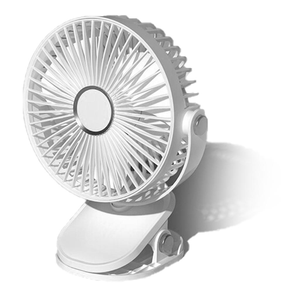 

6 Inch Desktop Clip Fan with Atmosphere Light 6 Speeds USB Rechargeable Portable Fan White