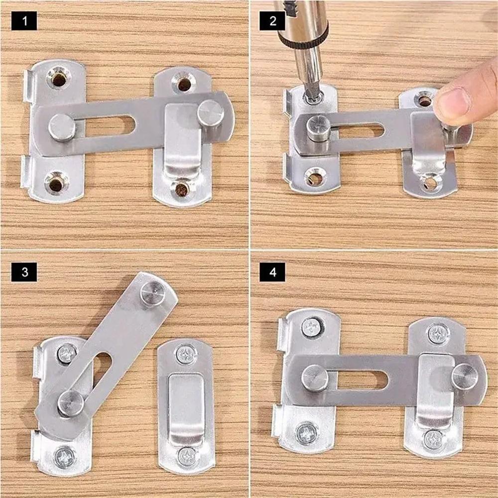 1 Peça Trinco de Porta de Aço Inoxidável, Fechadura Antifurto para Porta de Celeiro Deslizante, Ferramentas Fechadura de Porta Janela Armário Preto Fosco Prata