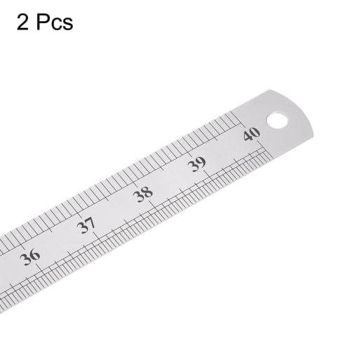 HARFINGTON 2-Piece Stainless Steel Ruler, 100cm/40" Long X 1/25" Thick X 1-1/7" Wide, Metric Straight Edge Measuring Tool for Woodworking, Painting, a