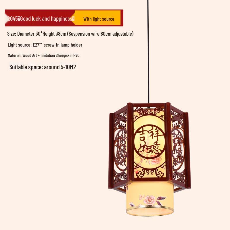 Antike massive Holz-Pendelleuchte im chinesischen Stil für Balkon, Teeraum, Flur oder Wohnzimmer.