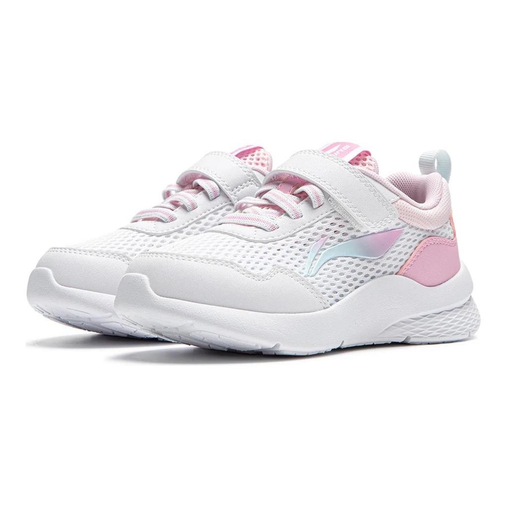 Li Ning Comfortable Simple Shock Absorbing Wear Resistant Low Top Casual Shoes Kids sneakers White Pink YKNU080-2