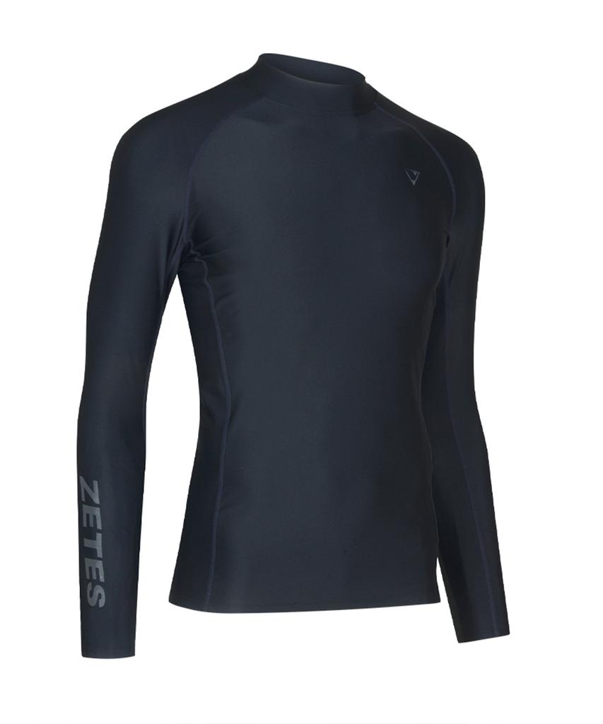 Jeteseu Men'S Slim Fit Long Sleeve Rash Guard Bk Sleeve Logo M_3A475