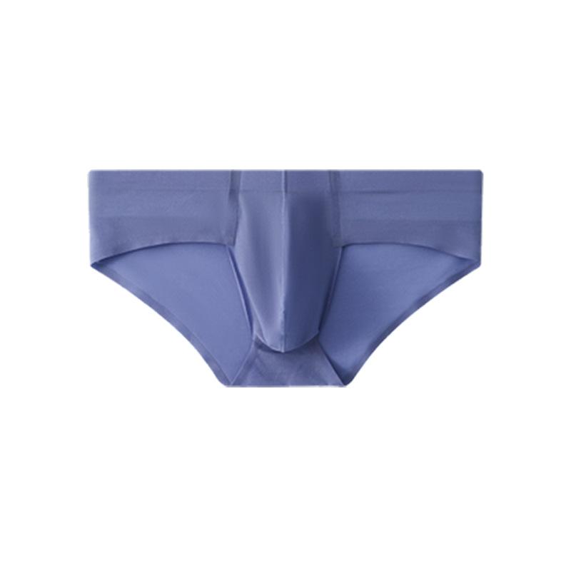 Male Summer Sexy Pure Color Ice Silk Without Trace Breathable Low Waist Triangle Briefs