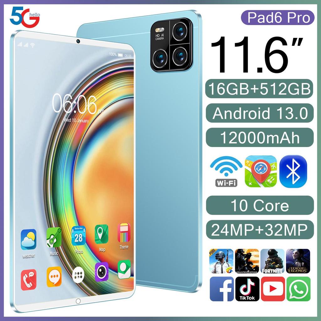 10-Inch Android Tablet Pad6 with WiFi, Dual SIM & Card Slot