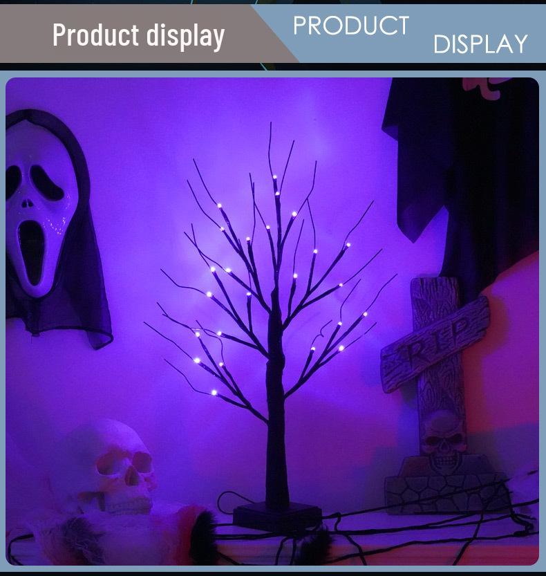 Halloween LED Tree Lights: Purple & Orange Ghost Decorations, 2025 Festival Atmosphere.
