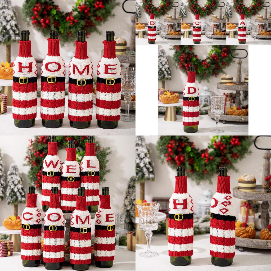 Vibrant And Decorative Knitted Letter Wine Bottle Holder For Christmas Parties And Gifts