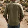 Men's casual stylish short-sleeved button-down shirt - Men's breathable cotton-like linen retro work shirt