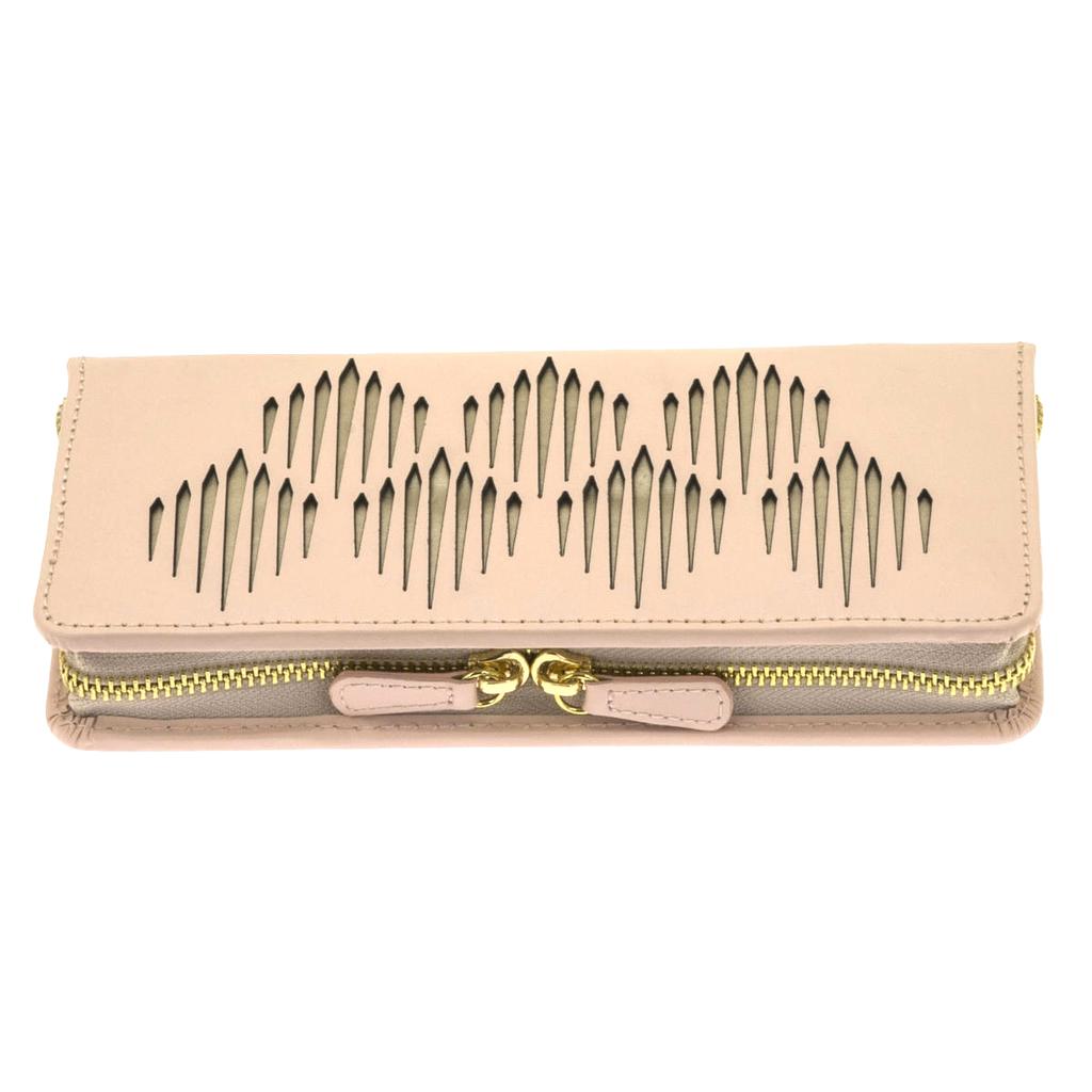 Davidt's [Q0146] - Pale Pink and Gold 'Victoria' Zippered Jewelry Case - 21x10x3 Cm