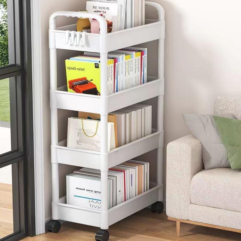4 Tiers Rolling Cart for Snacks and Beverages Removable Storage Rack Trolley with Wheels for Office and School Use