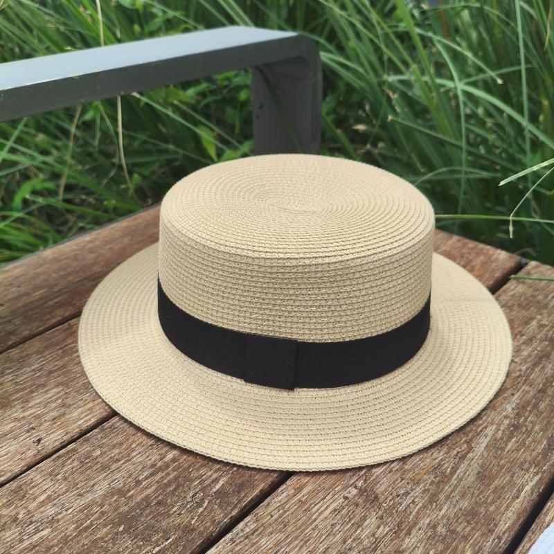 High-quality women's hats cross-border custom French top hats, straw hats, high-end seaside vacation photos