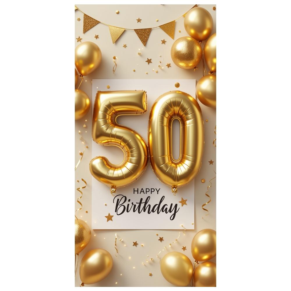 50th Birthday Background Black Script Font Adult Birthday Banner 50th Birthday Display 50 Digit Balloon For Indoor Party