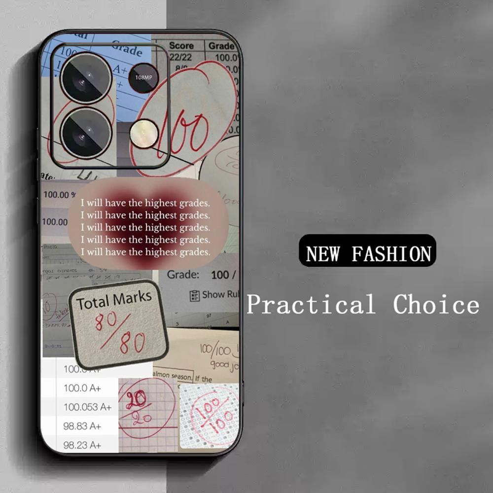 

Study grades fashion luckly poster Phone Case For Redmi Note 14 13 12 11 Pro Plus S 5G 14C A3 Soft Black Phone Cover Redmi Note 14 Pro 5G (Global)