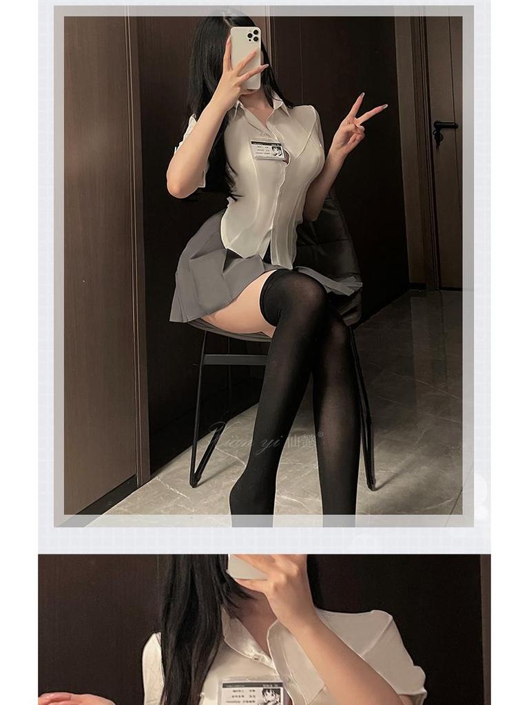 Xianyi Japanischer Stil Plissee-Rock & Kurzarmhemd JK Uniform für Damen
