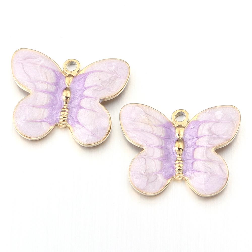 2Pcs/lot Colorful Butterfly Charms Pendant Stainless Steel Oil Drop Charms DIY Necklace Bracelet for Jewelry Making Accessories