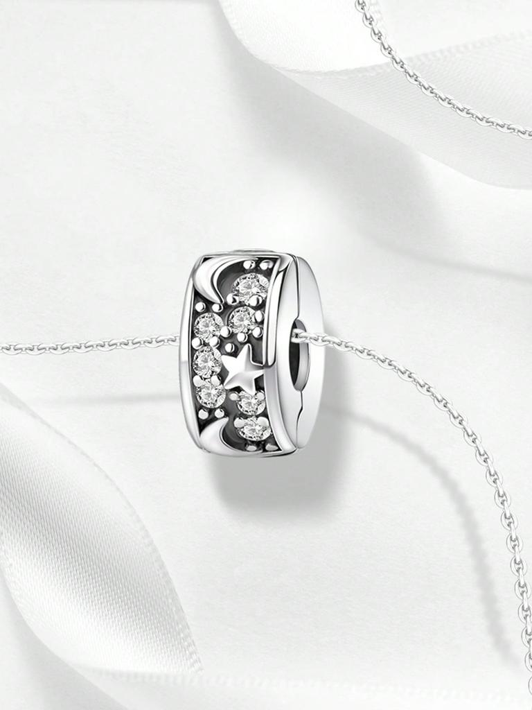 Charms Plata Stars And Moon Bead Clips And Spacers Charm Copper Plated Fit Charms Original Bracelet For Jewelry Making Diy Charm