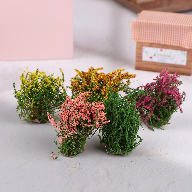 1Stk Puppenhaus DIY Dekoration 1/12 Puppenhaus Miniatur Mehrfarbiger Blumenbusch Grüne Pflanze Blumenmodell Spielzeug