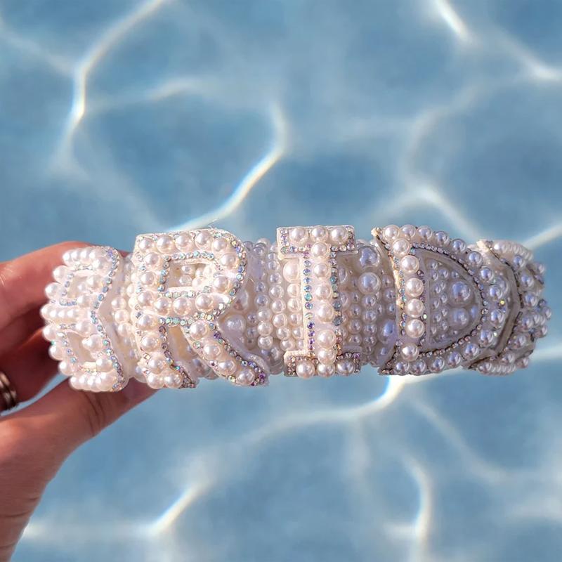 Pearl Bride Headband Wedding Hair Accessories for Bride Bridal Shower Bachelorette Party Bach Engagement Party Decorate Supplies