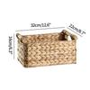Handmade Woven Storage Box Handle Kitchen Sundry Organizer Laundry Basket Rectangular Closet Organizer Picnic Basket