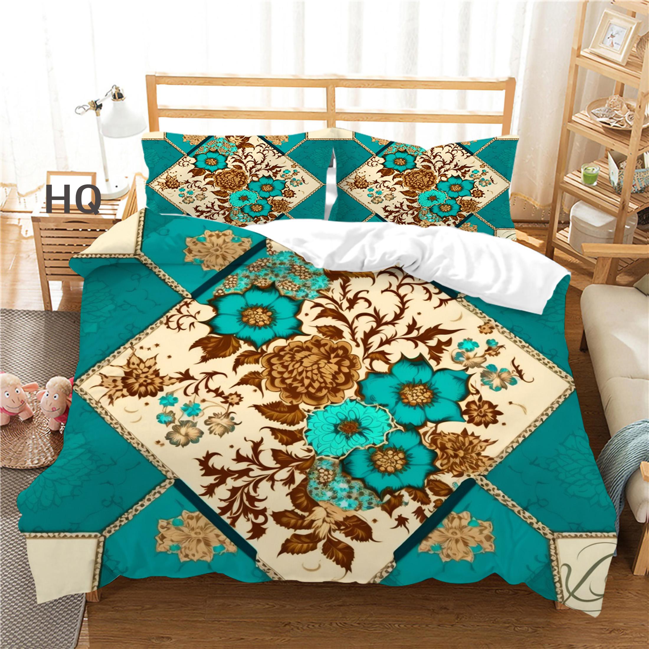 

Комплект постельного белья с 3D цветком пейсли в индийском стиле, одеяло и наволочка AU240 * 270, очень большой размер, мягкое украшение для дома, можно стирать в машине DE 100x135cm