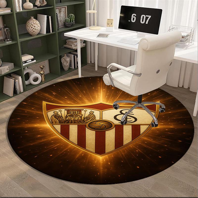 Sevilla Fc Crest Design Round Rug for Livingroom,Bedroom, Palyroom, Chair Rug, Area rug, Circle Carpet, Large Size Fan Christmas gift