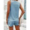 Loose V-neck Sleeveless Button Vest Solid Color Casual Shorts Two Piece Set Summer Outfit