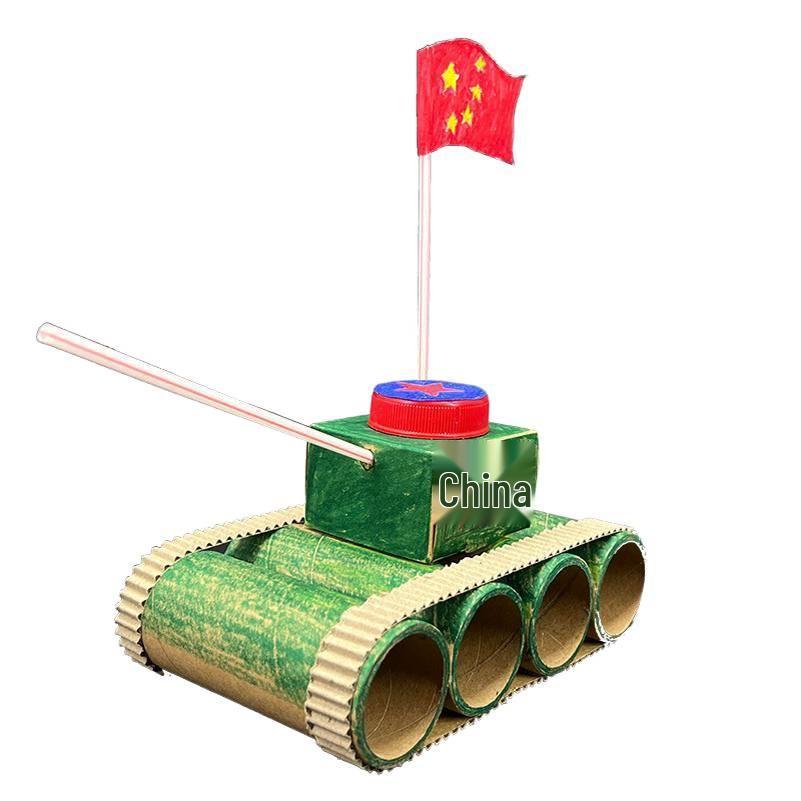 

Patriotic Handmade Rocket Craft Kit for Kids - National Day Special Tank Material Kit (Small, No Cap, No Flag)