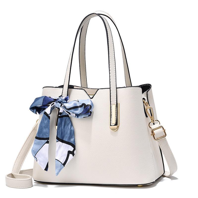 Stylish Cross-border Trend Women s Tote Bag With Scarf белый