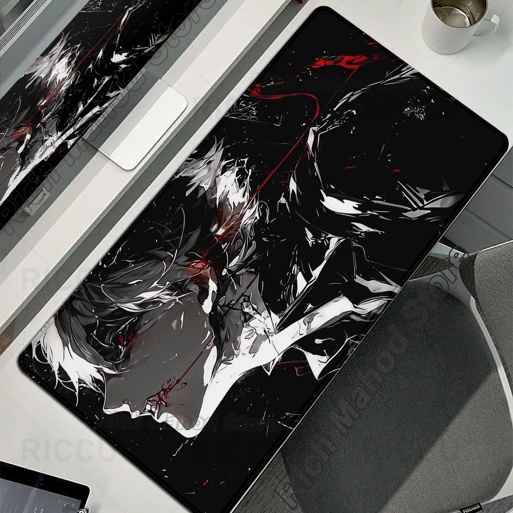 Black White Anime Desk Mat Tokyo Ghoul Mousepad Kaneki Ken Computer Gamer Non-slip Mouse Pad HD XXL PC Keyboard Desk Pad Playpad