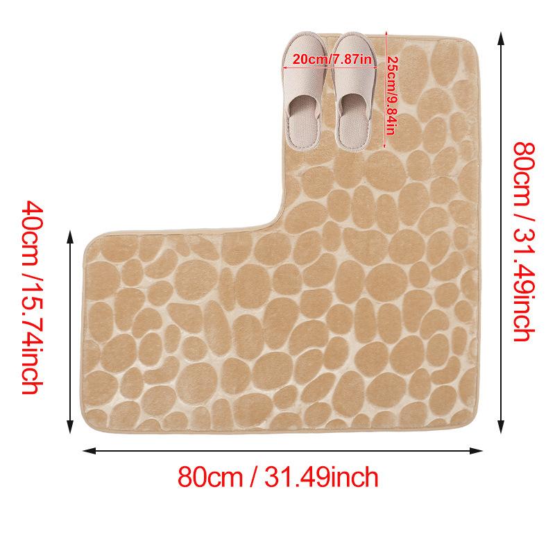 L-Shaped Bath Mat Non-Slip Flannel Memory Foam Corner Bathroom Floor Sofa Mat Absorbent Soft Rug for Shower Toilet Home Decor