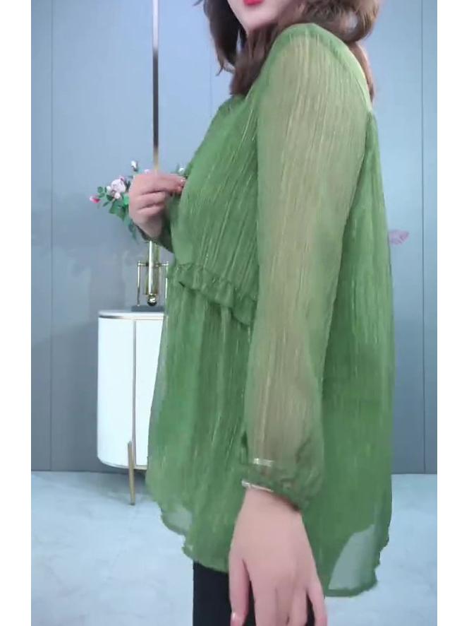2025 Elegant Yunluo Chiffon Plus Size Flattering Top for Women