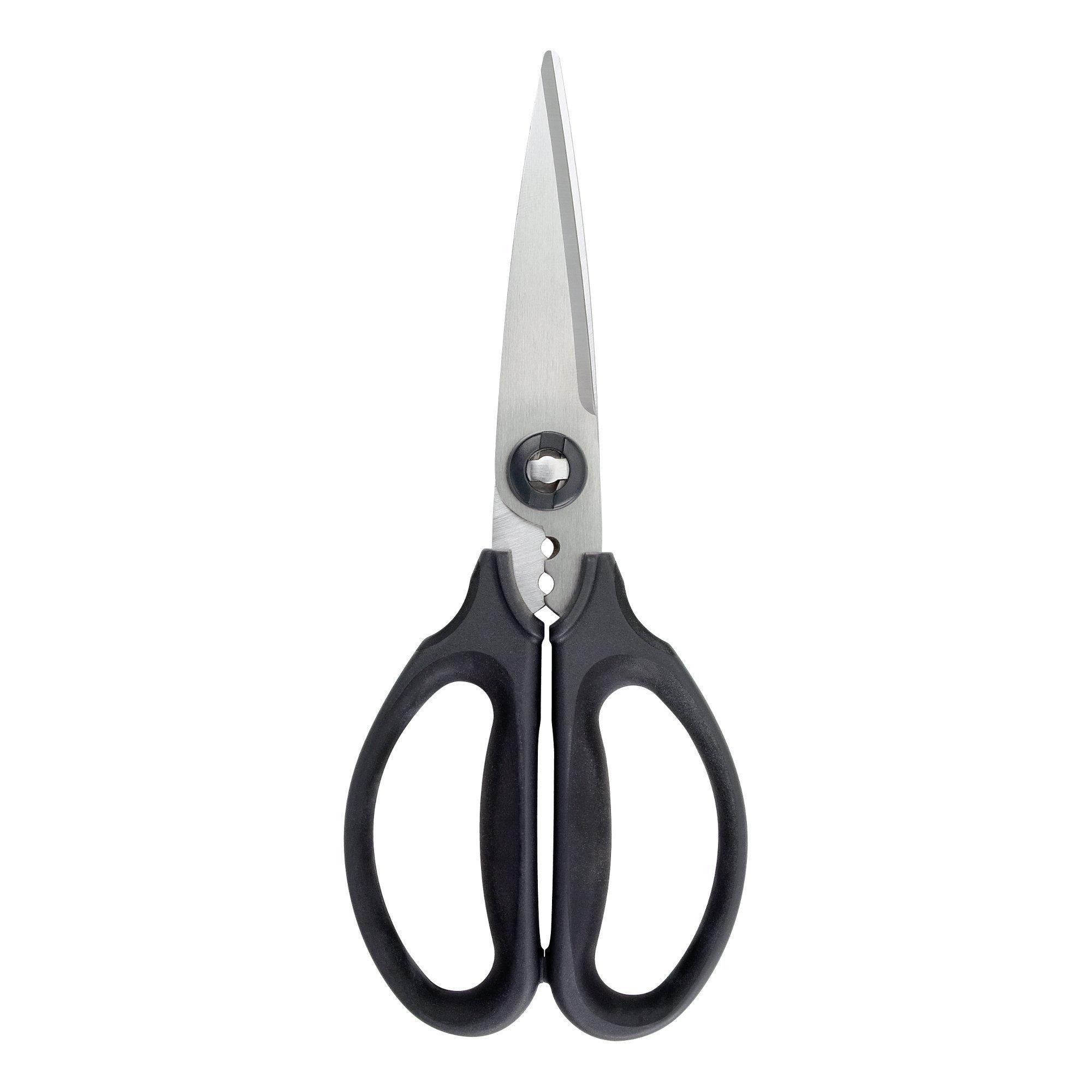 OXO Kitchen Scissors, Disassemblable for Cleaning, with Herb Stripper, Black