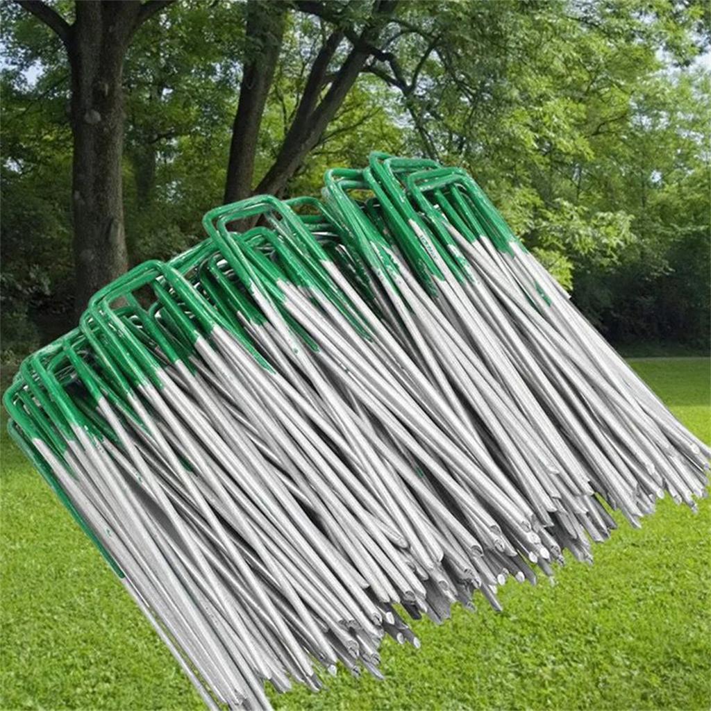 10/20/30/50Pcs Top Green Painted U-shaped Ground Nails Ground Film Fixer Garden Lawn Artificial Turf Tent Stakes Securing Pegs