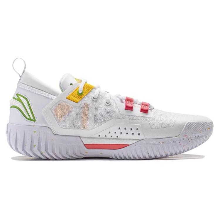New LiNing Anti 5 Low Cushioned Wear Resistant Lightweight Low Top Basketball Shoes Unisex White Red Yellow ABFU005-4