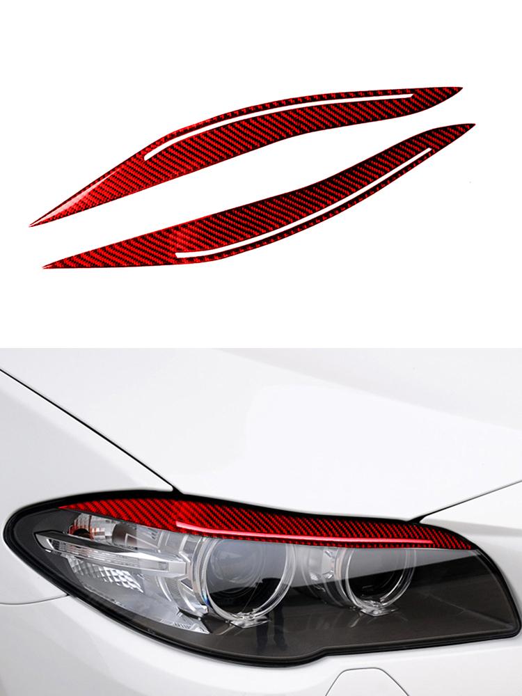For BMW 5 Series F10 2010-2016 Carbon Fiber Car Headlight Eyebrow Eyelids Trim Cover Decoration Stickers