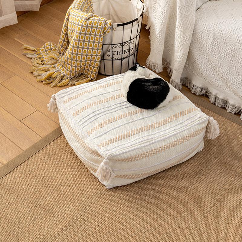 Modern Minimalist Square Pier Footstool Hand-woven Fabric Seat Cushion Simple Ottoman Unstuffed Moroccan Cushion Cover Crafts