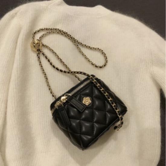 2025 Fashion New Secret Garden Camellia Quilted Chain Box Small Bag Women Mini Shoulder Crossbody Bag