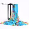Oversized Chiffon Scarf Gauze Vibrant Color Printing Sun Protection Shawl Extra Large Beach Towel Swimwear Tops Dresses Cover Up Thin Summer