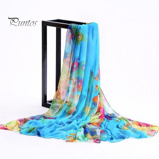 Oversized Chiffon Scarf Gauze Vibrant Color Printing Sun Protection Shawl Extra Large Beach Towel Swimwear Tops Dresses Cover Up Thin Summer