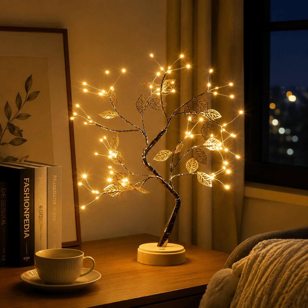 Warmweißes Licht Künstlicher Blatt-Bonsai LED-Lampe Touch-Schalter Blattbaum-Lampe Büro