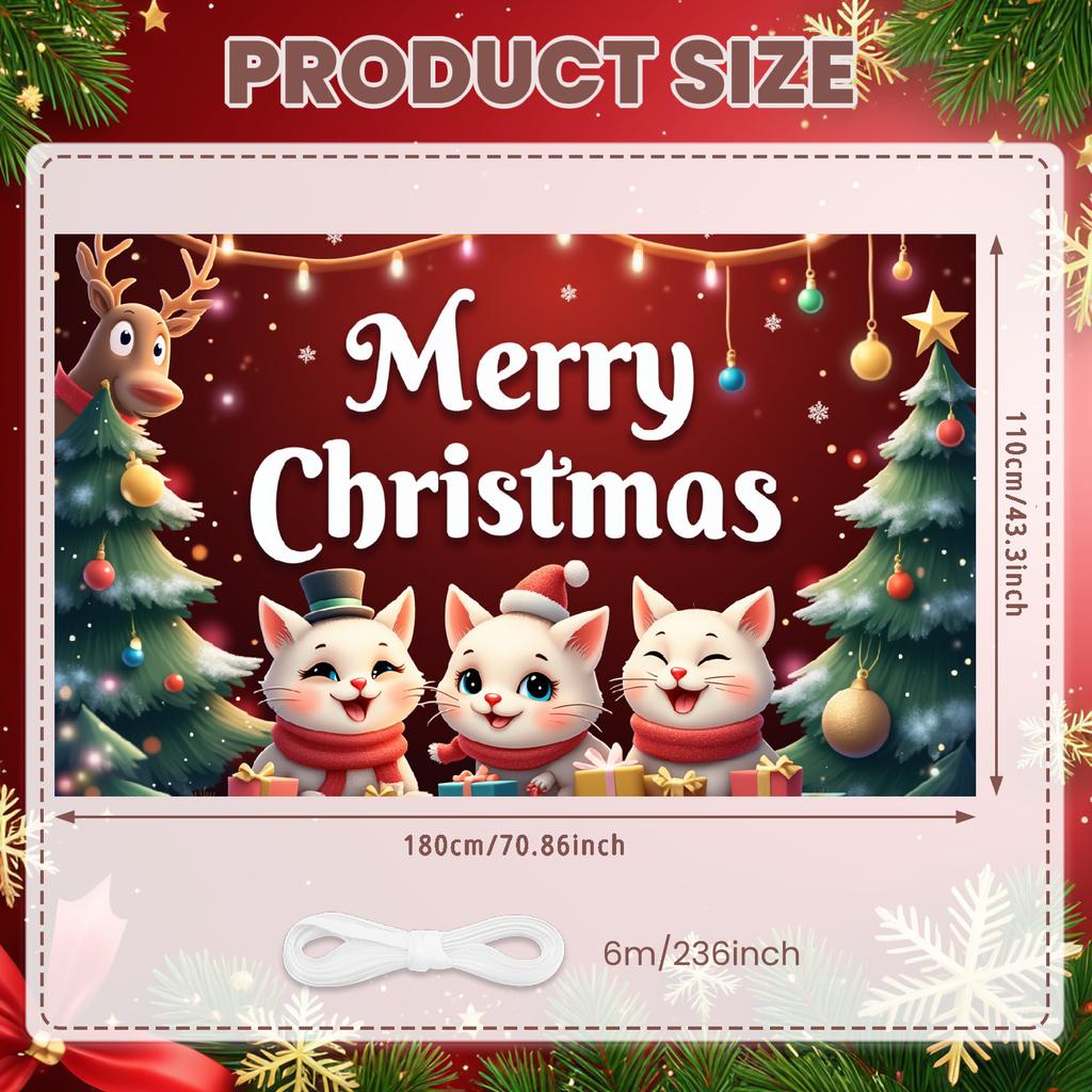 Photo Prop Cozy Design Santa Claus Banner Festive Decor Colorful Lights Christmas Banner For Home Decoration Event Decor Indoor