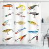 1Pc Fishing Lure Art Polyester Shower Curtain, Machine Washable Bathroom Decor With Vibrant Digital Print For Bath & Shower
