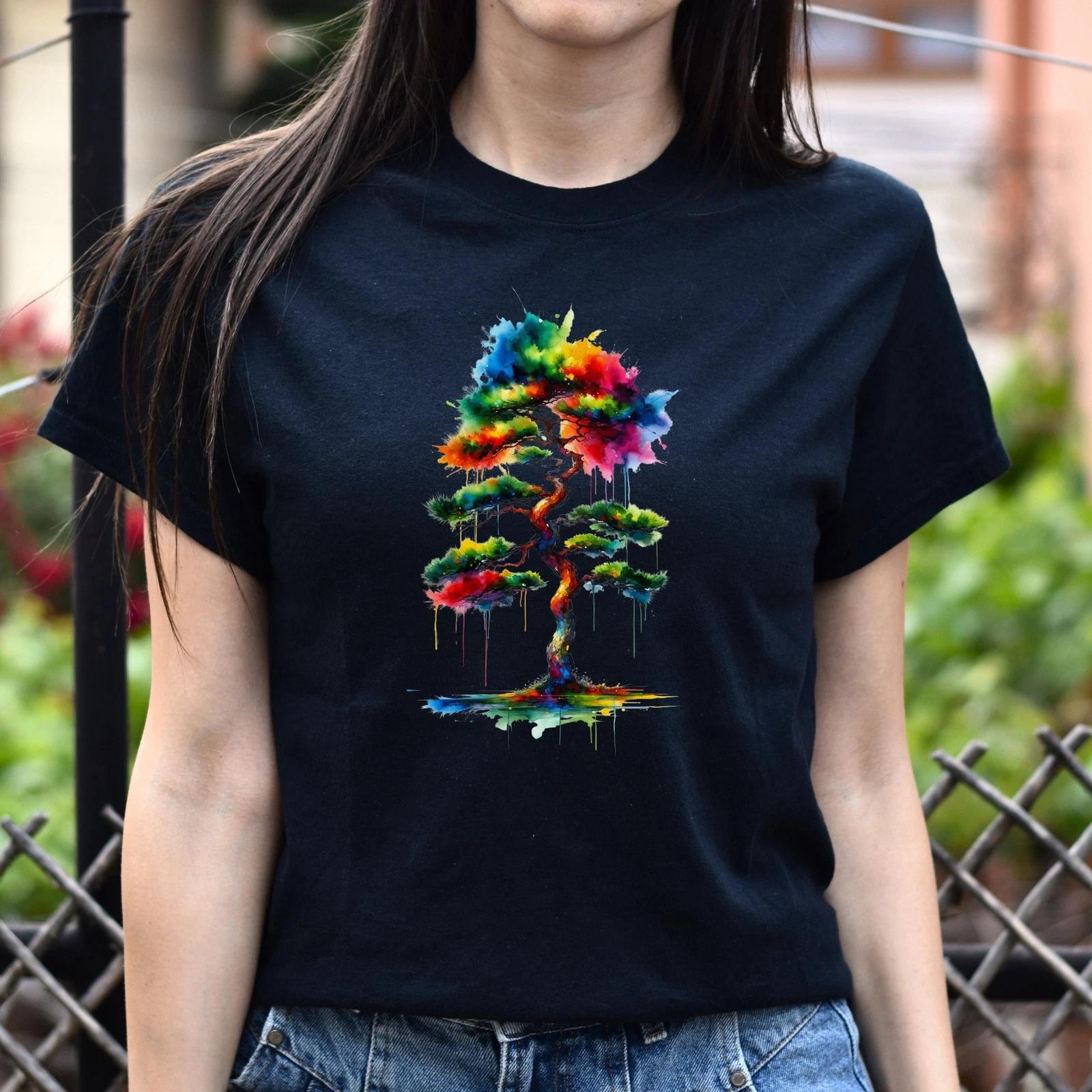 Mystical Tree Color Splash Unisex T-shirt abstract tree tee Black Navy Dark Heat XL