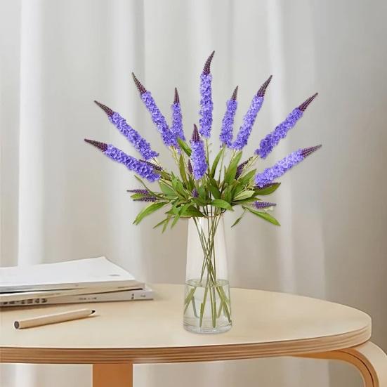 Single Stem Artificial Lavender Easy Care Not-fading Flower Arrangement Faux Silk Flower for Home Wedding Decoration