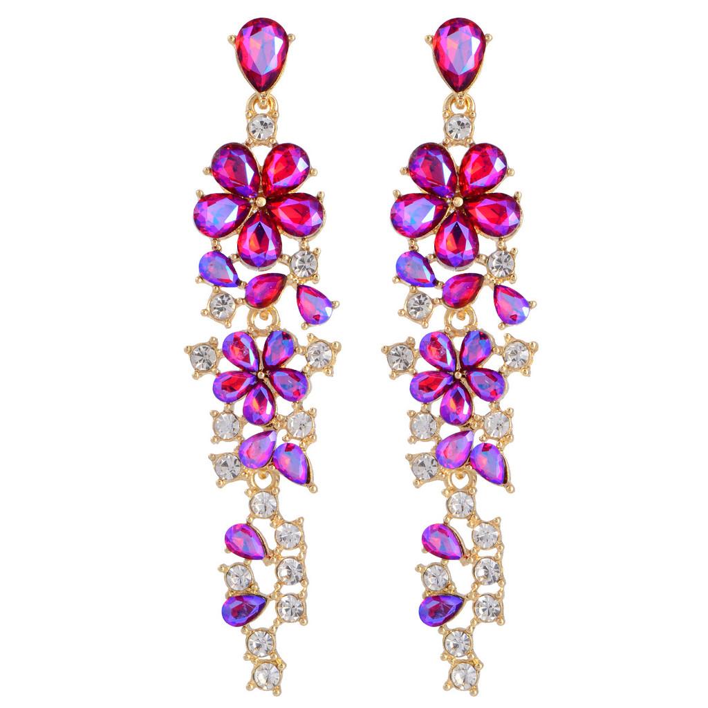 Vintage Floral Ear Jewelry With Zircon Stones For Women Summer