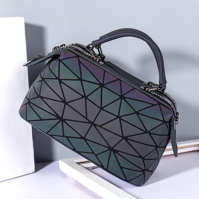 Neue Leuchtende Boston Bag Trendige Geometrische Diamant Handtasche Damen Styling Messenger Bag Tasche